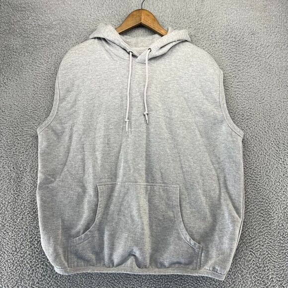 Vintage Blank Sweatshirt Men's XL Gray Hoodie Sleeveless Workout Lifting Muscle - Picture 1 of 7